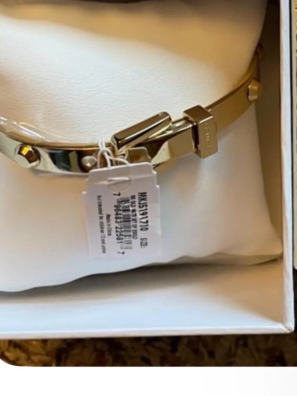 Michael Kors Gold Tone Hinged Logo Bracelet